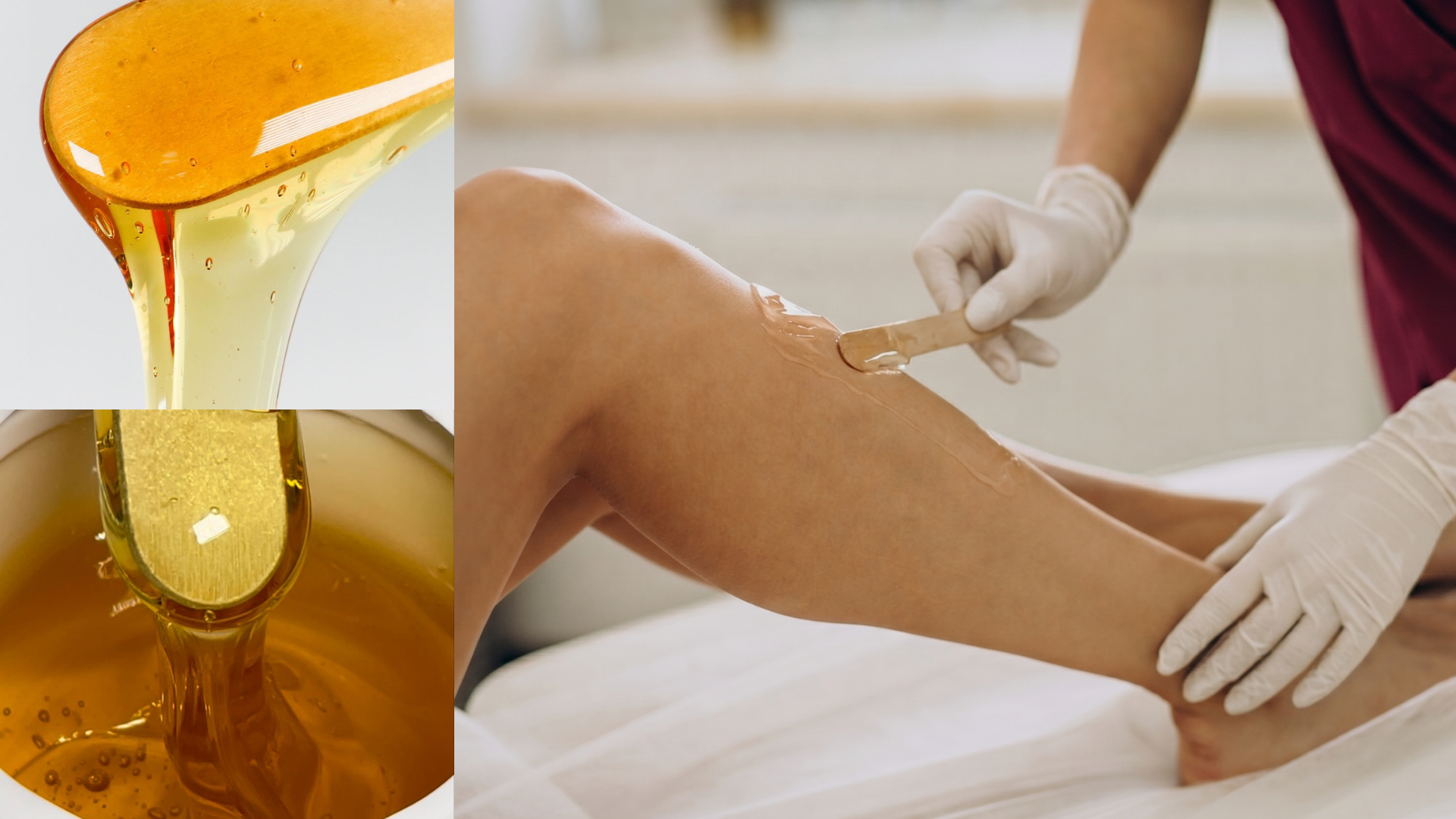 Especialista realizando depilación con cera fría con material de un solo uso