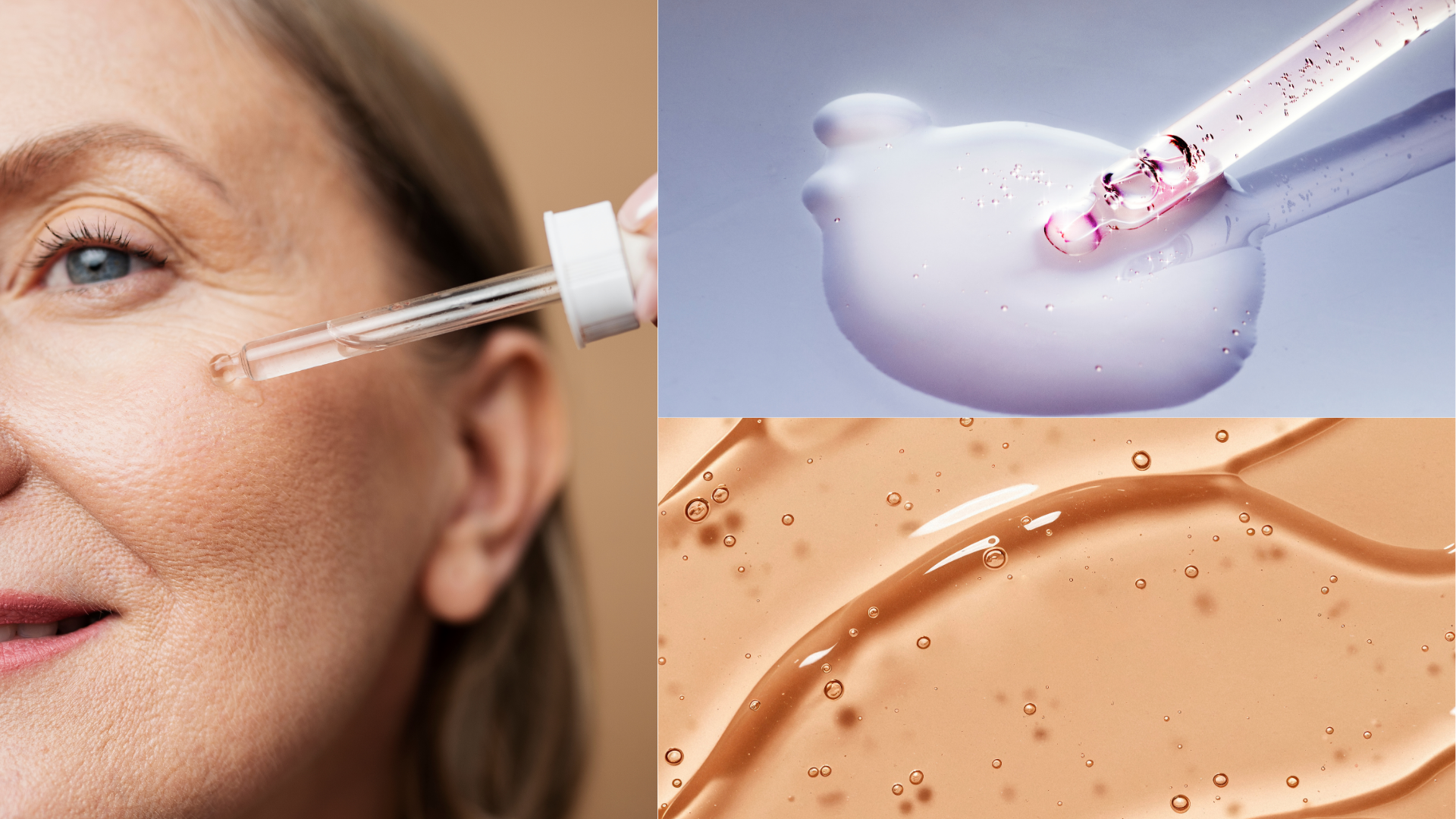 Frasco de cristal de sérum facial con ácido hialurónico y vitamina C